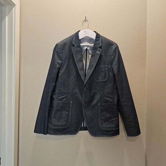 Michael Kors Mens Chambray Two Button Blazer Jacket, Blue, 42 Regular - Picture 2 of 12